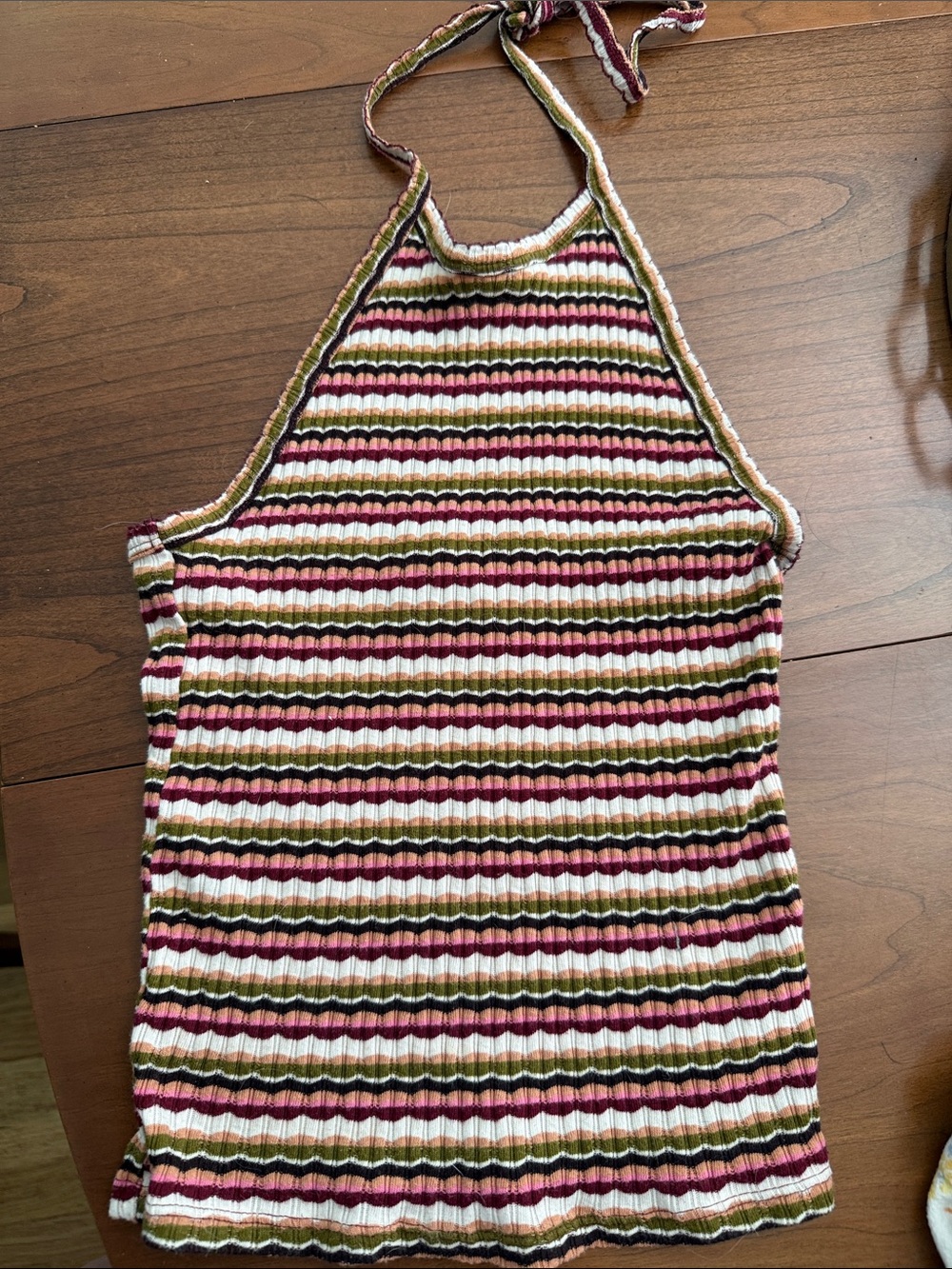 American Eagle Outfitters Striped Ribbed Halter Tank - White, Pink, Olive, Black